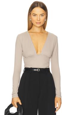 V-neck Gathered Long Sleeve Top