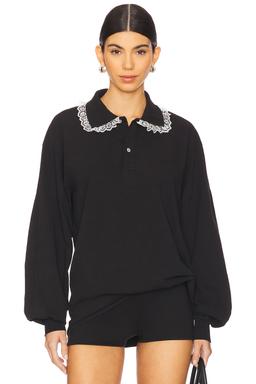 Cletus Lace Trim Long Sleeve Polo