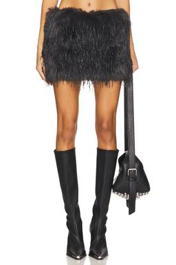 Faux Feather Mini Skirt