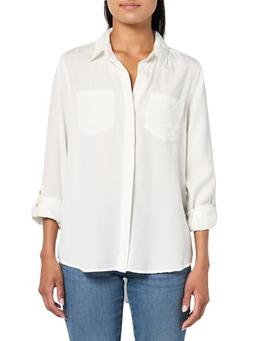 DKNY Women's Splitback Longsleeve Everyday Versatile Tops, White