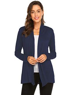 Newchoice Womens Open Front Cardigans Dusters Flowy Loose Dressy Casual Long Sleeve Lightweight Cardigan Sweaters (Navy Blue, XL)