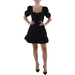 French Connection Womens Above Knee Tiered Babydoll Dress Black 0