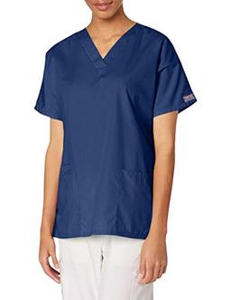 Cherokee Women's L V Neck Scrubs Shirt, Navy, Large