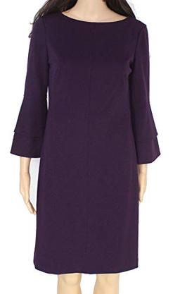 LAUREN RALPH LAUREN Womens Lisha Bell Sleeves Sheath Party Dress Purple 4