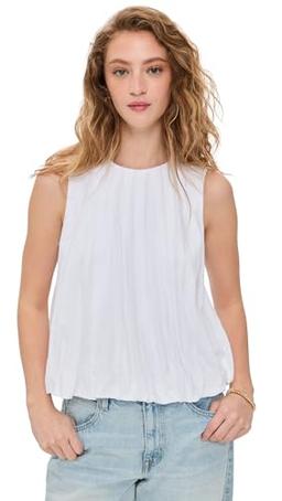 Madewell Women's Sleeveless Crewneck Bubble Top, White, XL