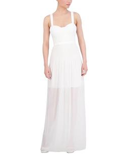 BCBGMAXAZRIA Women's Sleeveless Sweetheart Neck Midi Day Dress, Gardenia