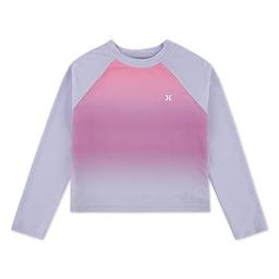 Hurley Girl's Long Sleeve Rash Guard Shirt, China Rose