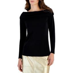 Solid Matte Jersey LS Off The Shldr TOP Anne Black