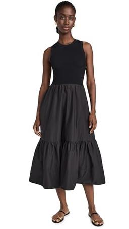 Tanya Taylor Women's Crew Neck Josephina Dress, Black, S