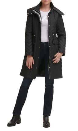 Karl Lagerfeld Paris Women's Quilt Parka, Agyness Black, Small