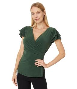 Vince Camuto Women's V-Neck Surplice Top, Military Green
