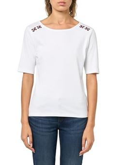 Tommy Hilfiger Women's Short Sleeve Tee with Laces, Bright White, Medium