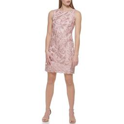 Vince Camuto Women's Sleeveless High Neck Sequin Shift Mini Dress, Rose, 10