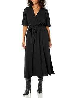 Anne Klein Pleated Flutter Sleeve MIDI Dress