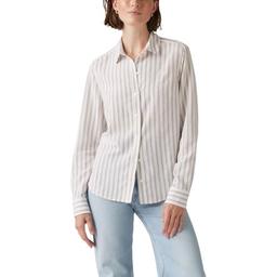 Levi's Women's Classic Button-Up Shirt, (New) Mia Stripe Cloud Dancer