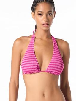 Michael Kors Women's Standard Textured Stripe Muti Wear Bra Top, Wild Berry