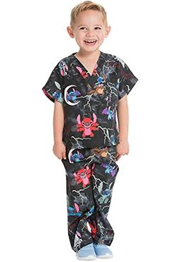 Tooniforms Kids Scrubs Set Top and Pant 6620C, S, Spooky Stitch