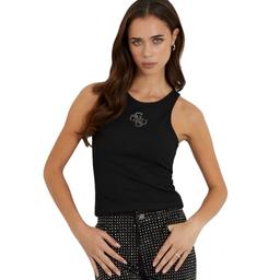 GUESS Women's Sleeveless Round Neck Guendalina Top, Jet Black