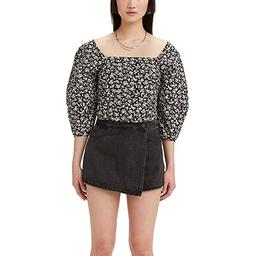 Levi's Women's Long Sleeve Yvie Blouse, (New) Odessa Floral Black Agate, Large