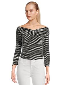 Free People Women's Gia Eyelet Top, Black Combo
