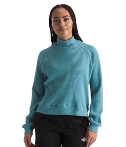 THE NORTH FACE Women's Long Sleeve Mock Neck Chabot, Algae Blue, Large