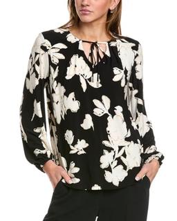 Printed ITY TIE FT Split NK Blouson TOP