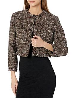 Theory womens Short Cropped Tweed Jacket, Green Multi, 2 US