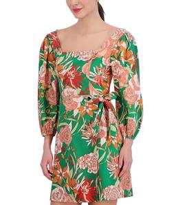 Vince Camuto Women's Printed Linen A-Line Dress, Green Multi