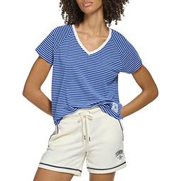 Tommy Hilfiger Women's Sport V-Neck Shirt, Pale Crystal, S