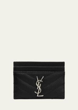 YSL Monogram Card Case in Grained Leather