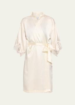Splendeur Lace-Trim Silk-Blend Robe