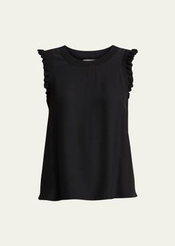 Tous Les Jours Lenore Crewneck Sleeveless Silk Top