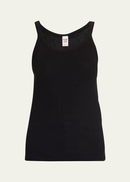 Ribbed Scoop-Neck Fitted Tank