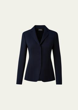 Leather-Collar Wool Jacket