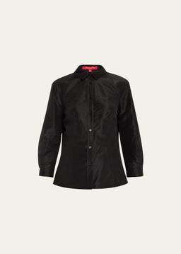Taffeta Button-Front Shirt