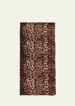 Lightweight Cashmere Leopard-Print Scarf