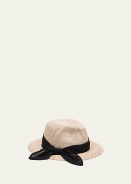 Lillian Woven Fedora Hat w/ Scarf Band