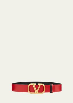 VLogo Leather Belt, 40mm