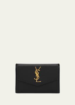 YSL Monogram Flap Card Case in Grained Leather