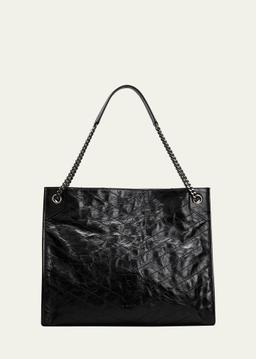 Niki Medium YSL Shopper Tote Bag in Crinkled Leather