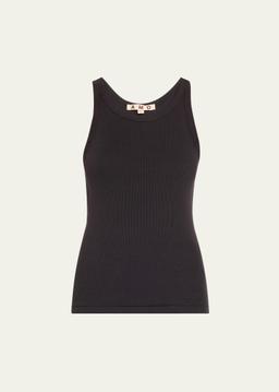 Long Ribbed Cotton Tank Top