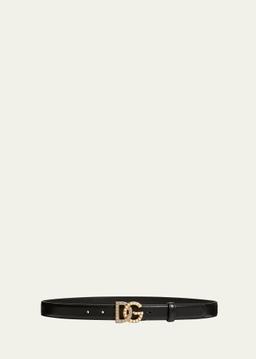 DG Swarovski Crystal & Pearl Leather Belt