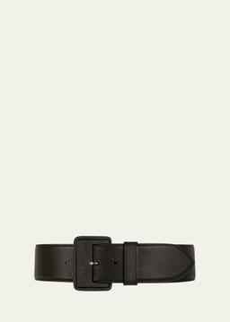 La Merveilleuse Large Pebbled Leather Belt with Covered Buckle