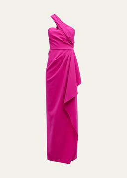 One-Shoulder Draped Stretch Crepe Gown