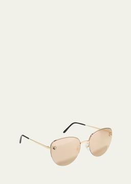 Panthere Semi-Rimless Metal Cat-Eye Sunglasses