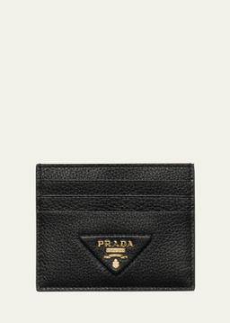 Triangle Logo Leather Card Holder