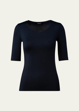 Scoop-Neck Silk Jersey T-Shirt