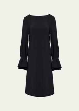 Ruffle-Cuff Shift Dress