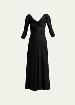 Jacquard Jersey Diagonal Stripe Maxi Dress