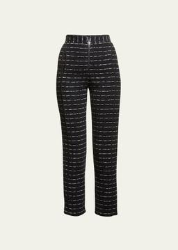 Straight-Leg Ankle Jersey Jacquard Pants